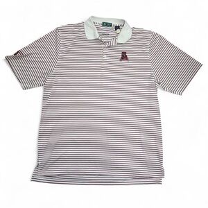 Magnolia Grove Alabama Crimson Tide Black and White Striped Golf Polo Shirt